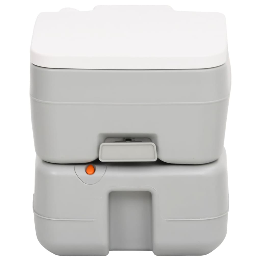 vidaXL Nešiojamas stovyklavimo tualetas, pilkas/baltas, 15+10l, HDPE