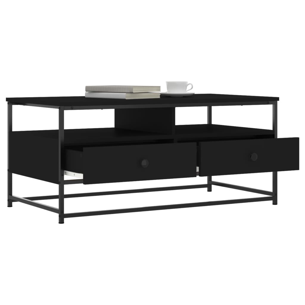 vidaXL Kavos staliukas, juodos spalvos, 100x51x45cm, apdirbta mediena