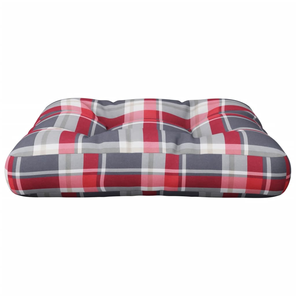 vidaXL Paletės pagalvėlė, raudona, 50x50x12cm, audinys, languota