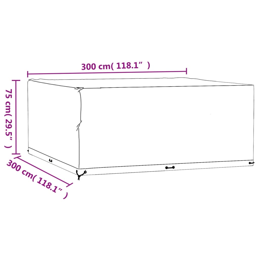 vidaXL Sodo baldų uždangalas, 300x300x75cm, 16 kilpučių, stačiakampis