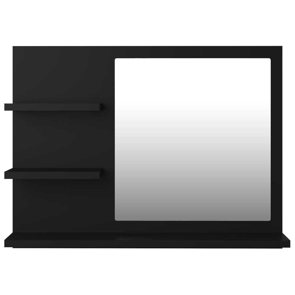 vidaXL Vonios kambario veidrodis, juodos spalvos, 60x10,5x45cm, MDP