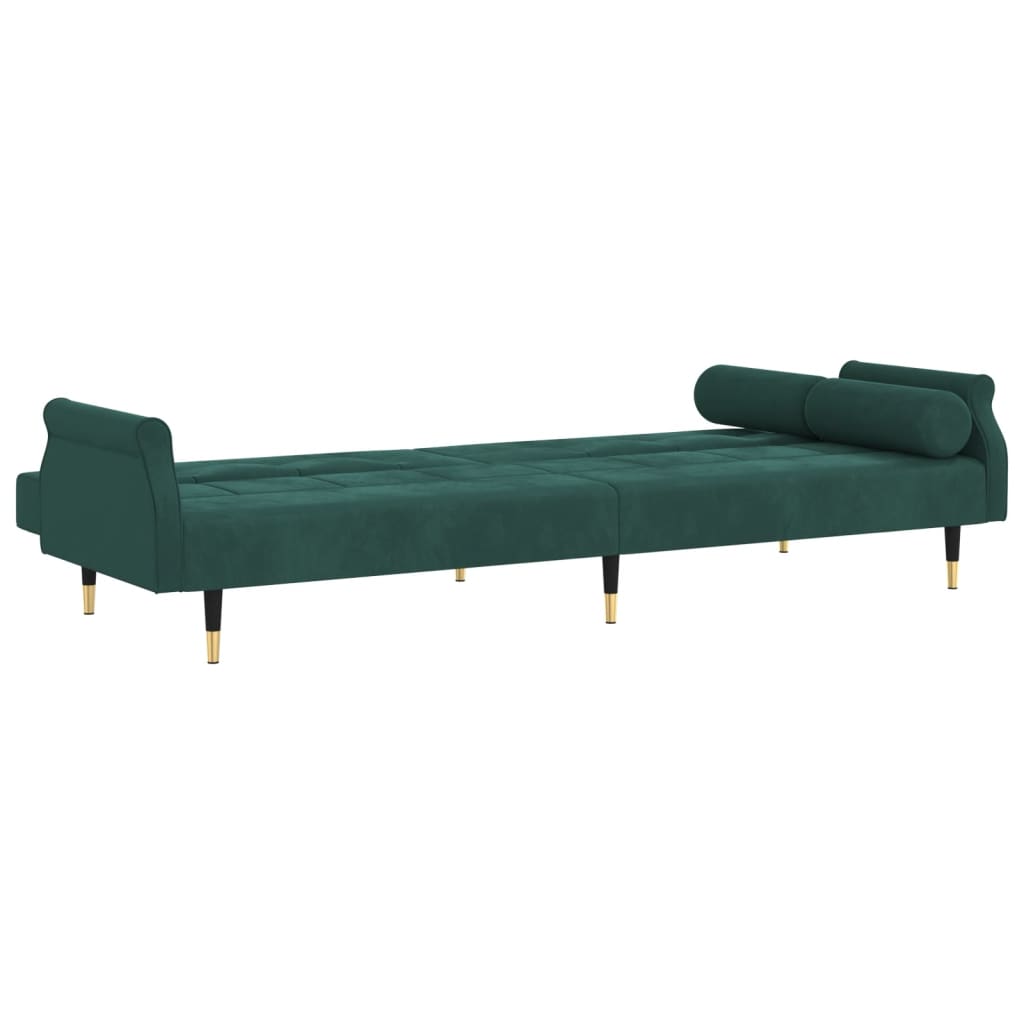 vidaXL Sofa-lova su pagalvėlėmis, tamsiai žalios spalvos, aksomas