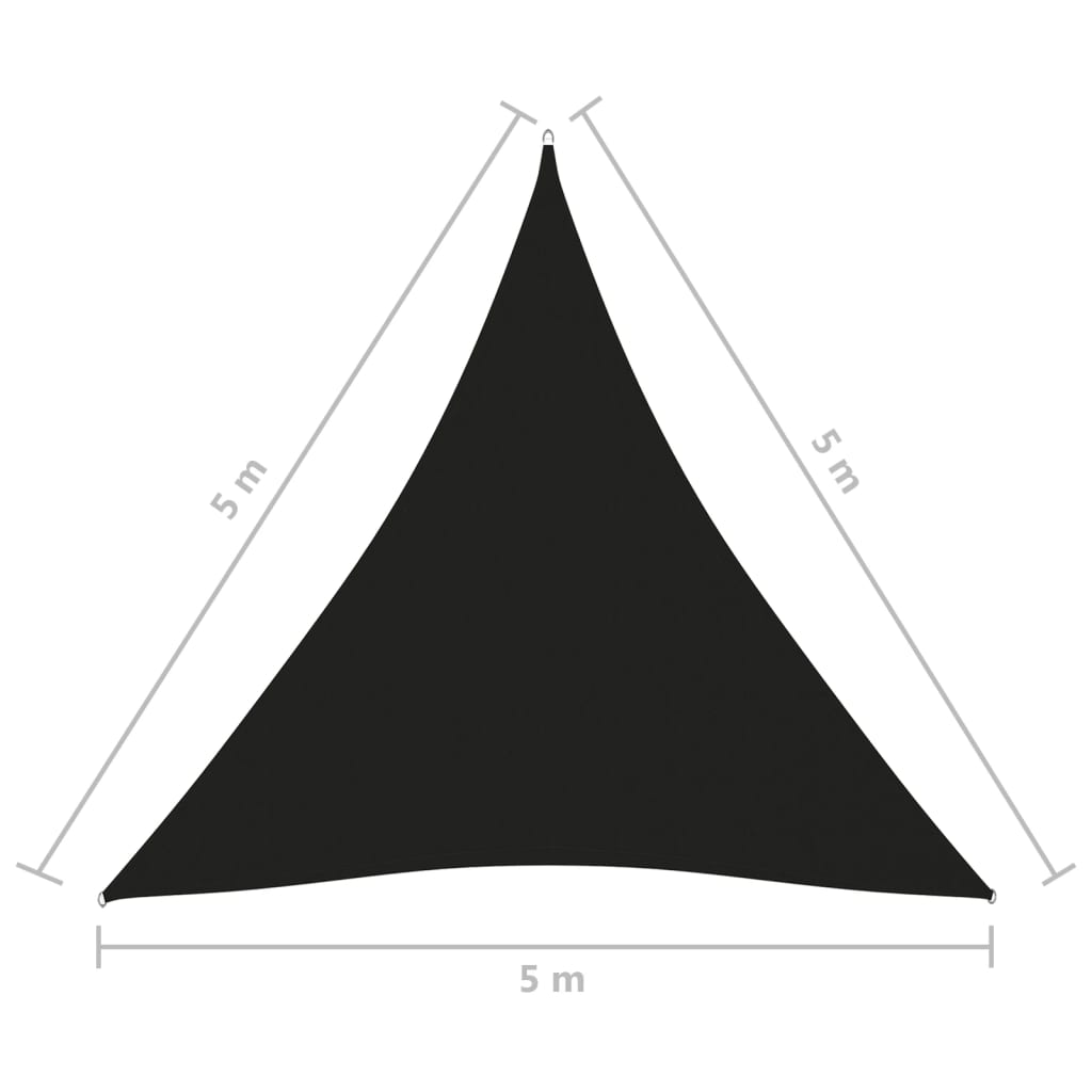 vidaXL Uždanga nuo saulės, juoda, 5x5x5m, oksfordo audinys, trikampė