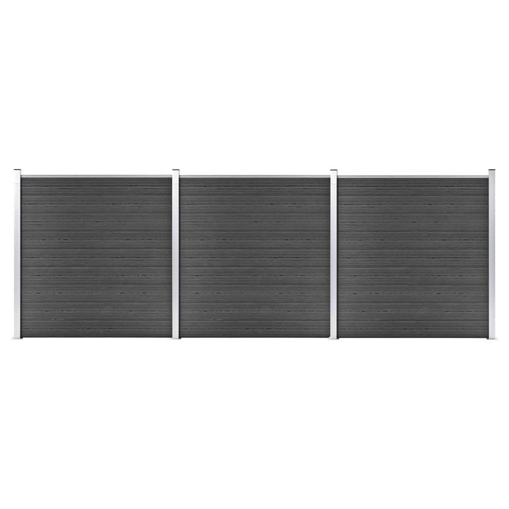 vidaXL Tvoros segmentų rinkinys, juodos spalvos, 526x186cm, WPC