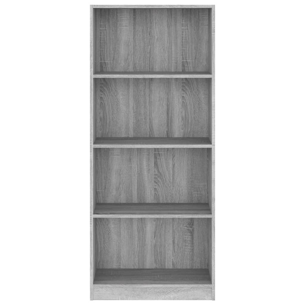 vidaXL Spintelė knygoms, 4 aukštų, pilka ąžuolo, 60x24x142cm, mediena