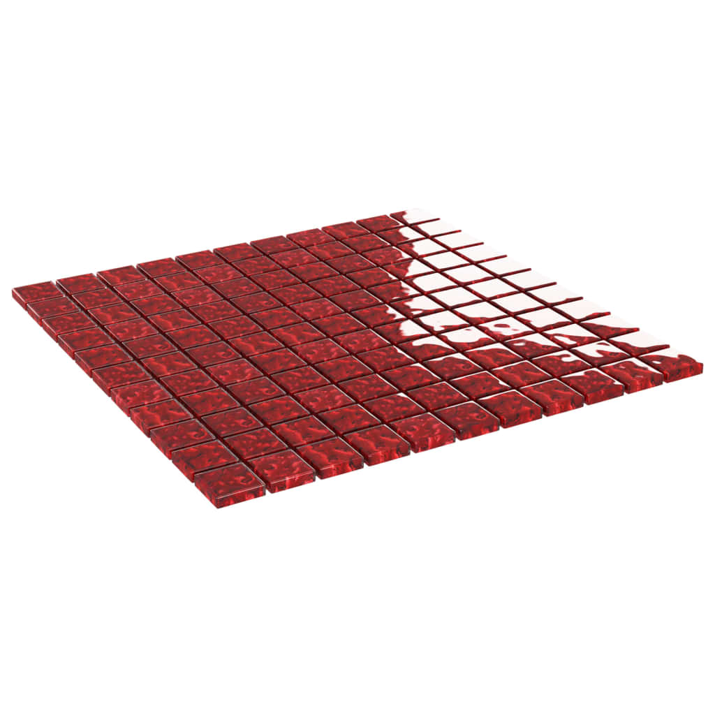 vidaXL Mozaikinės plytelės, 11vnt., raudonos, 30x30cm, stiklas