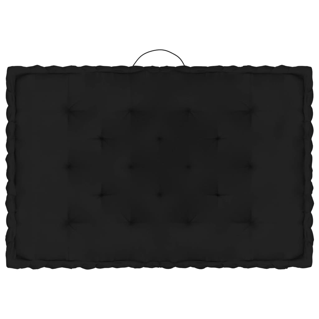 vidaXL Grindų/paletės pagalvėlės, 7vnt., juodos spalvos, medvilnė