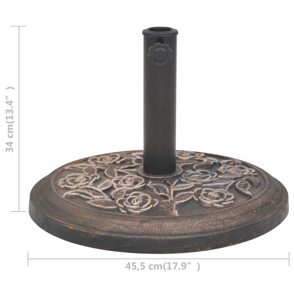 vidaXL Skėčio stovas iš dervos, apvalus, bronzinis, 9 kg