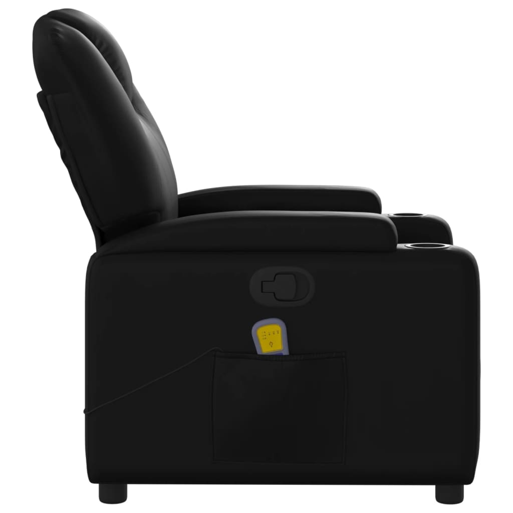vidaXL Atlošiamas masažinis krėslas, juodos spalvos, dirbtinė oda