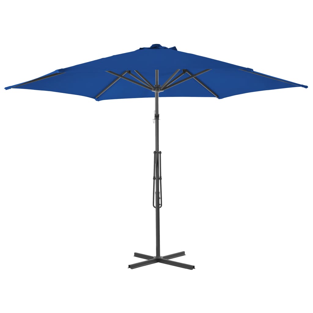 vidaXL Lauko skėtis su plieniniu stulpu, mėlynos spalvos, 300x230cm