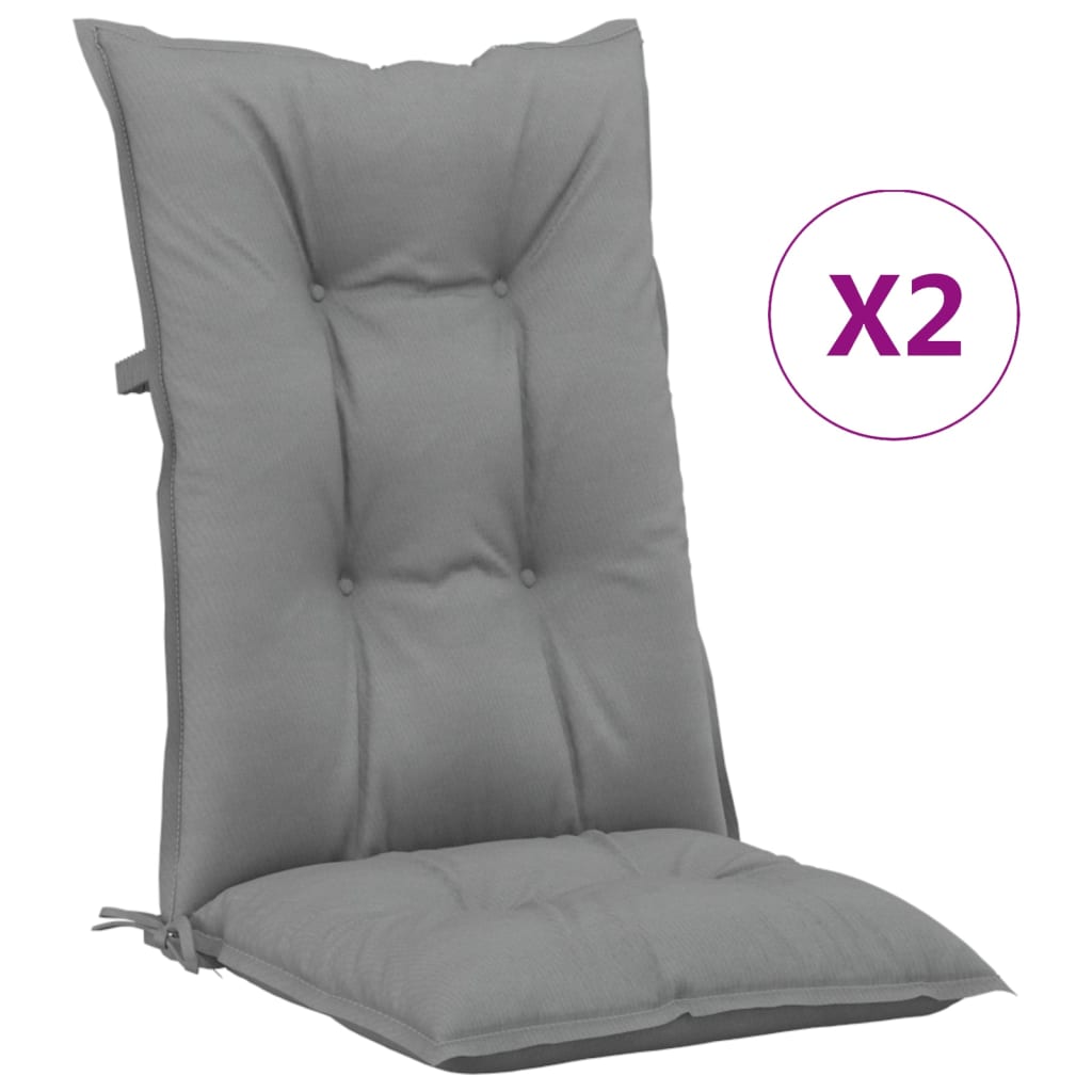 vidaXL Sodo kėdės pagalvėlės, 2vnt., pilkos, 120x50x7cm, audinys