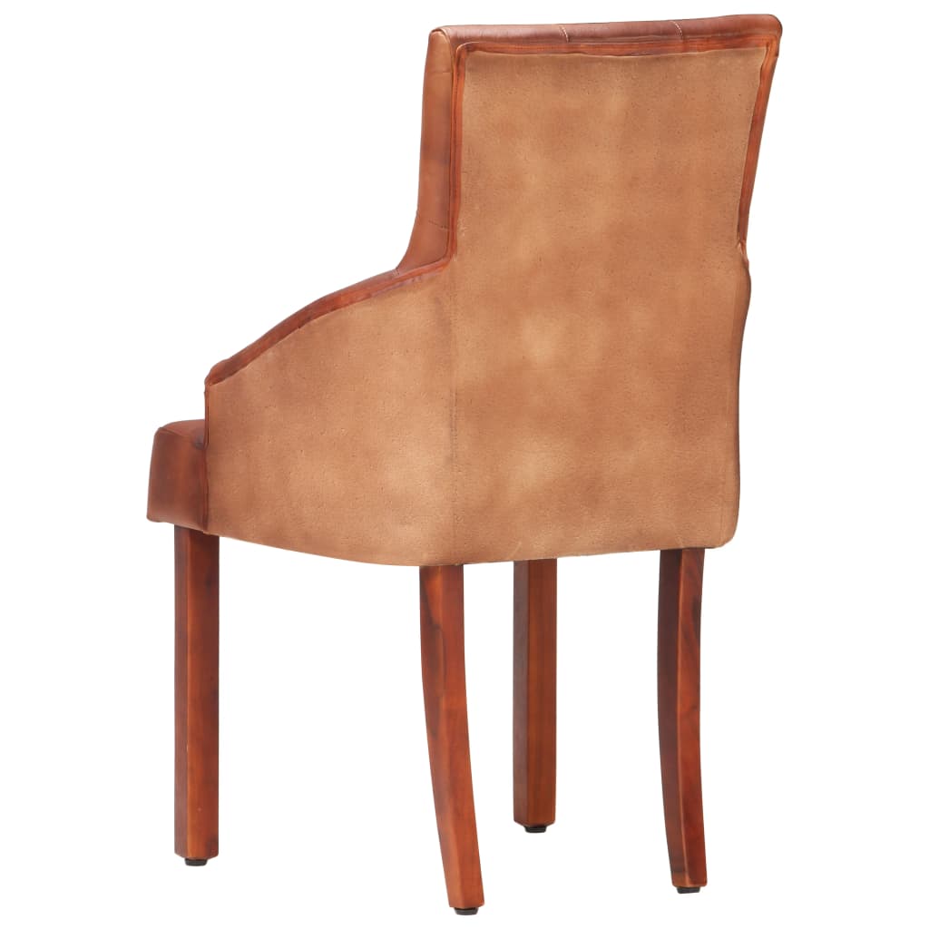 vidaXL Valgomojo kėdės, 4vnt., rudos spalvos, tikra ožkos oda