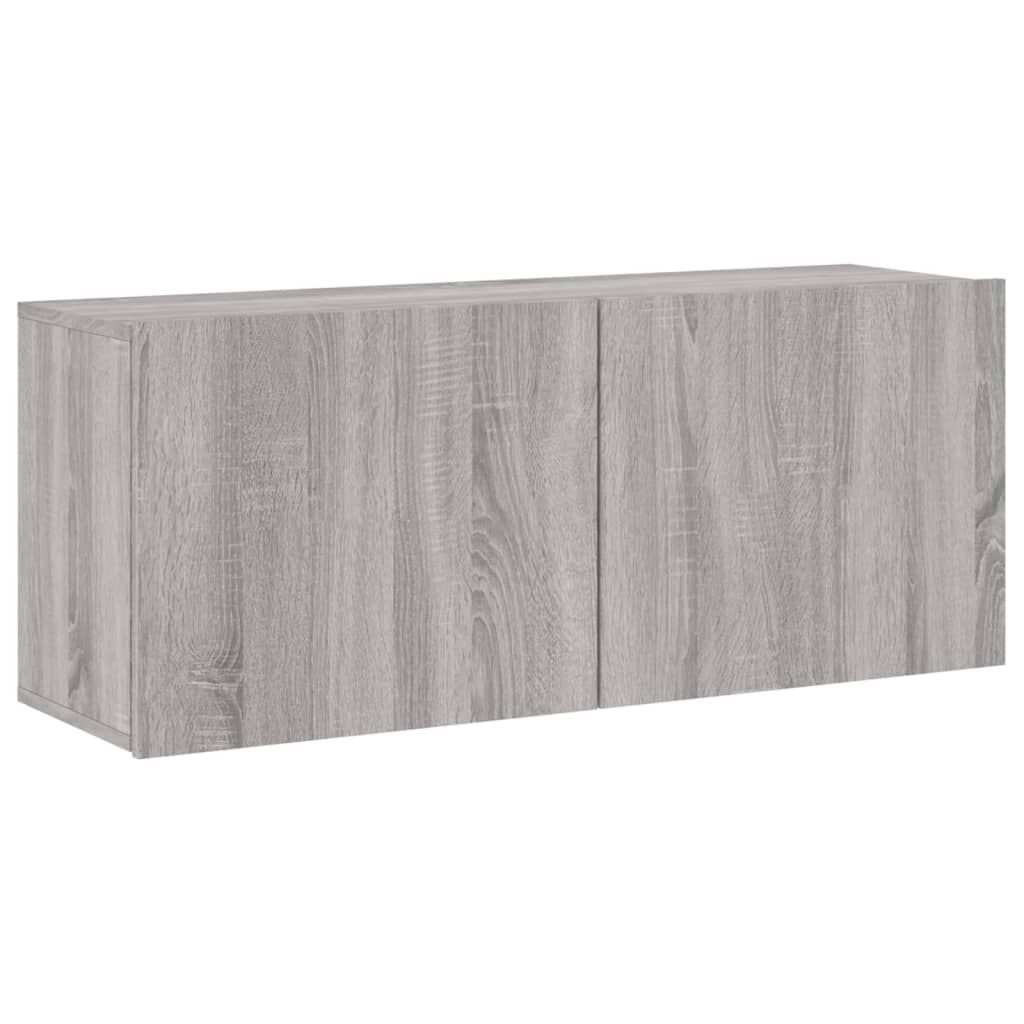 vidaXL Sieninė TV sekcija, 4 dalių, pilka ąžuolo, apdirbta mediena
