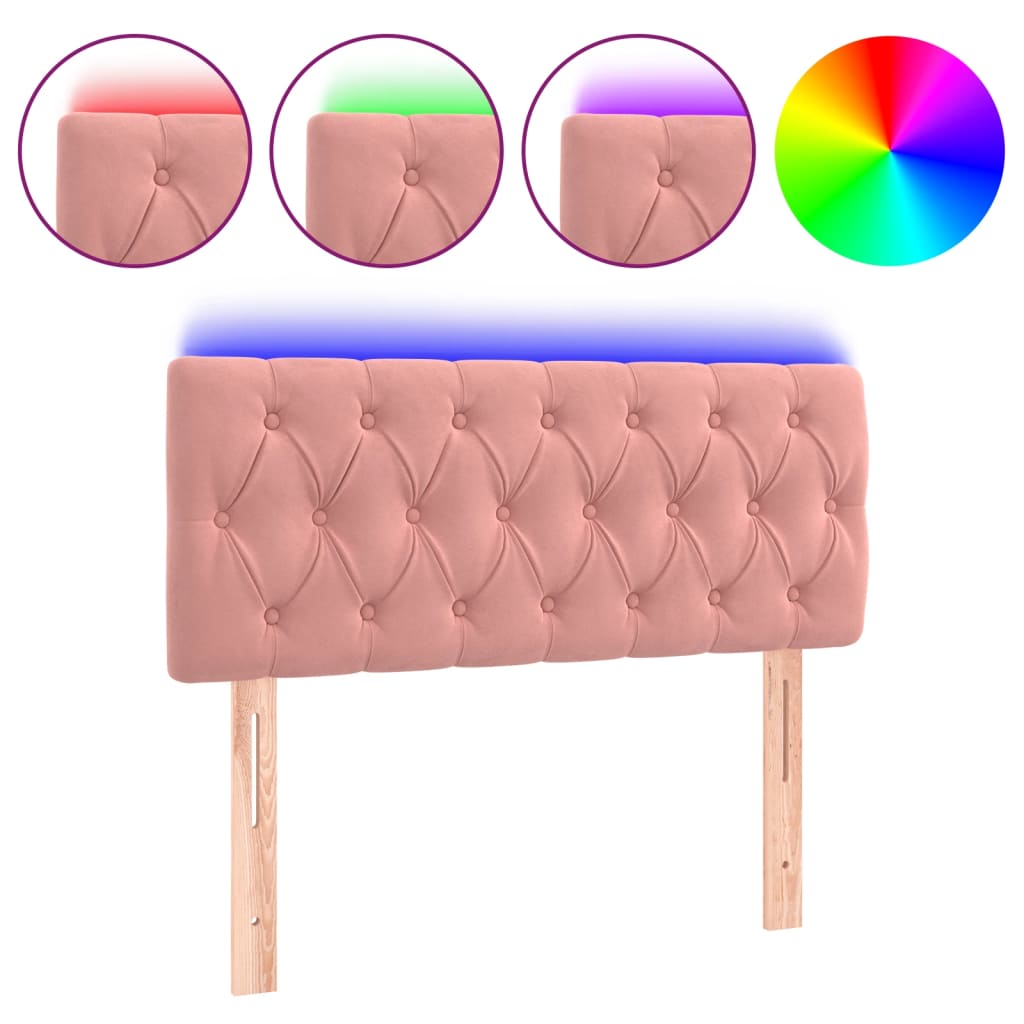 vidaXL Galvūgalis su LED, rožinės spalvos, 100x7x78/88cm, aksomas