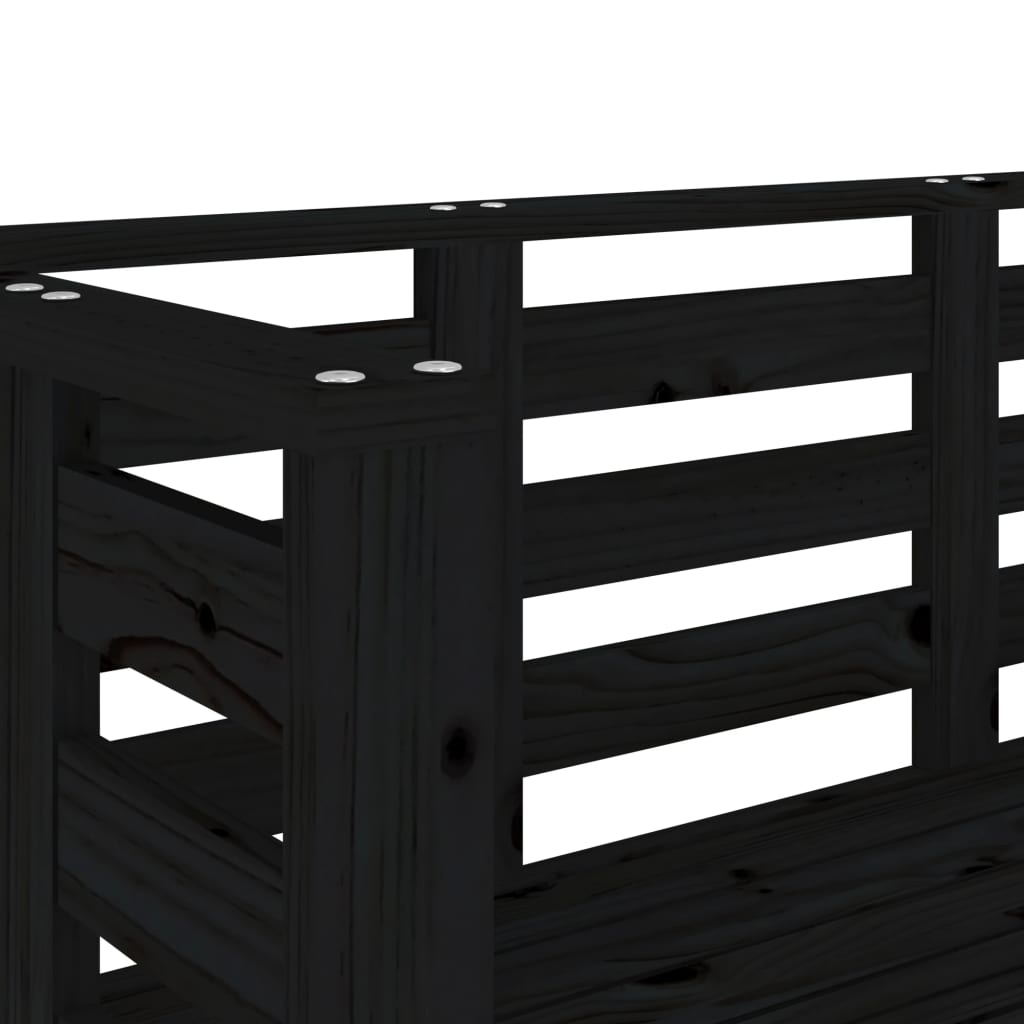 vidaXL Sodo suoliukas, juodas, 111,5x53x71cm, pušies medienos masyvas