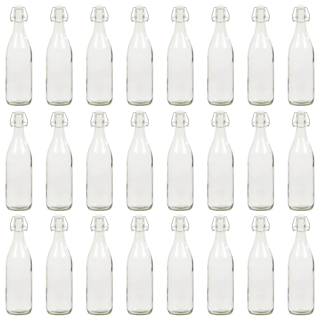 vidaXL Stikliniai buteliai su užspaudžiamais kamščiais, 24vnt., 1l