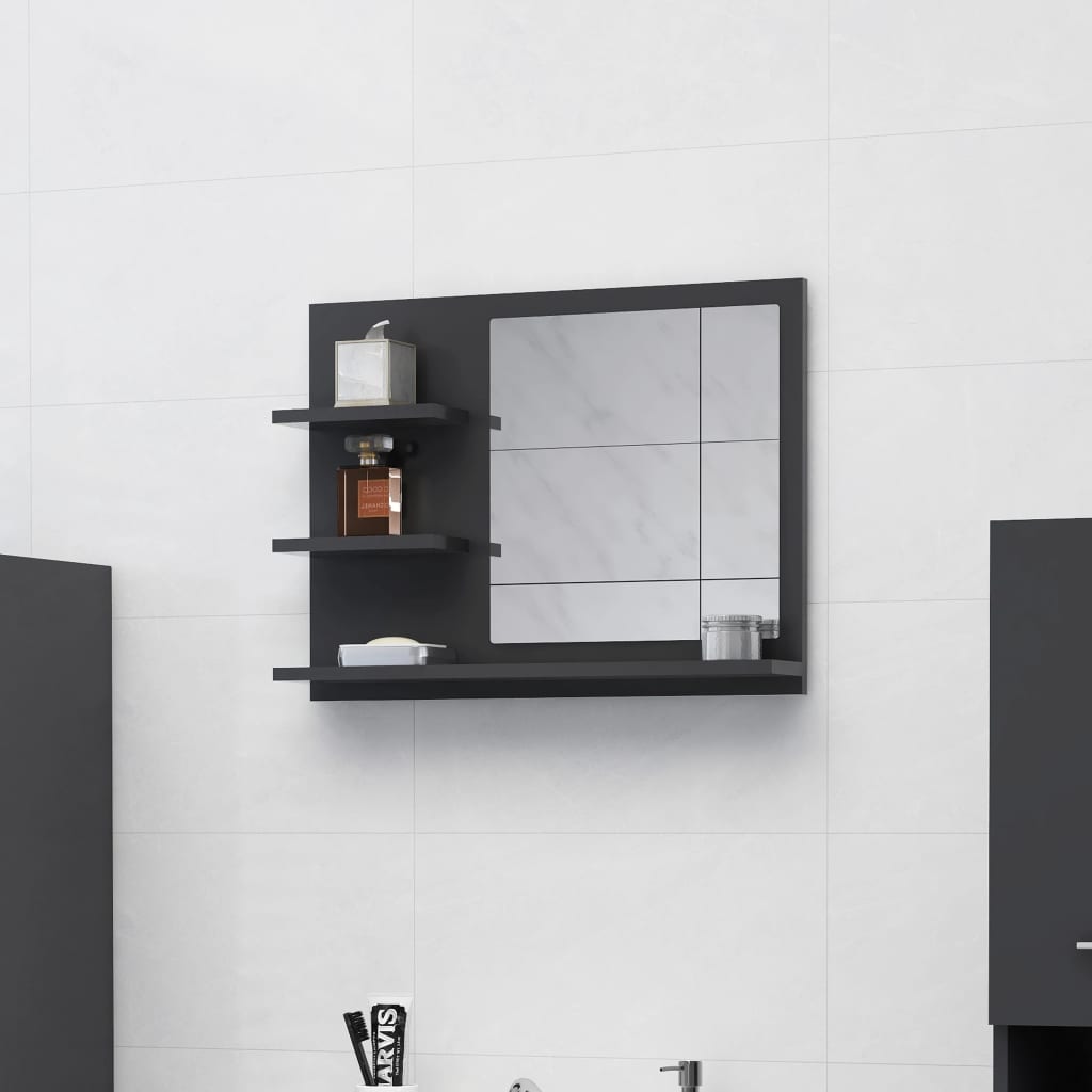 vidaXL Vonios kambario veidrodis, pilkos spalvos, 60x10,5x45cm, MDP