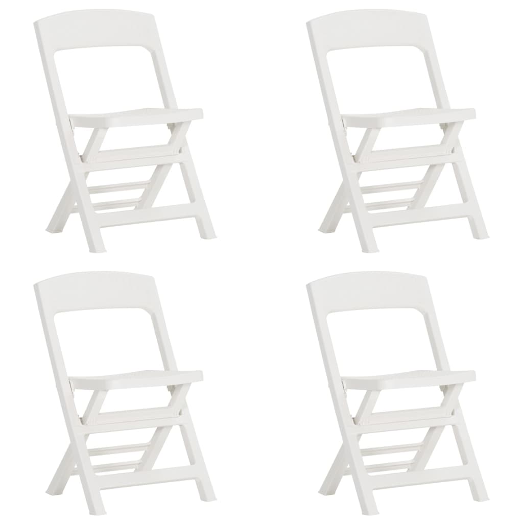 vidaXL Sulankstomos sodo kėdės, 4vnt., baltos spalvos, PP