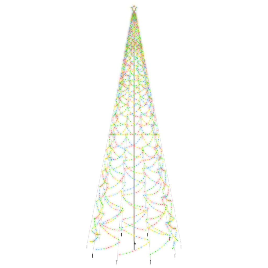 vidaXL Kalėdų eglutė su kuoliuku, įvairių spalvų, 3000LED, 800cm