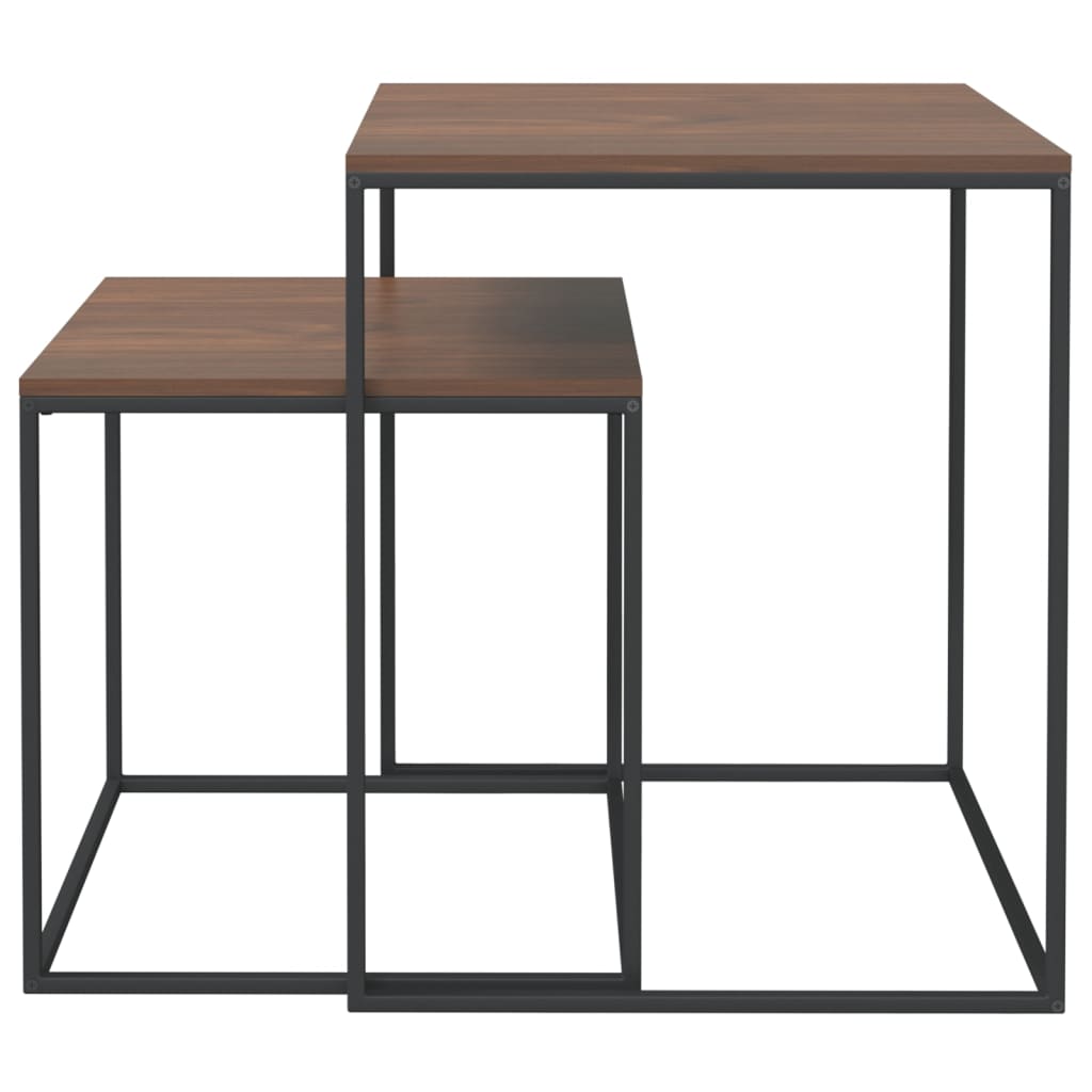 vidaXL Kavos staliukų komplektas, 2vnt., apdirbta mediena ir metalas