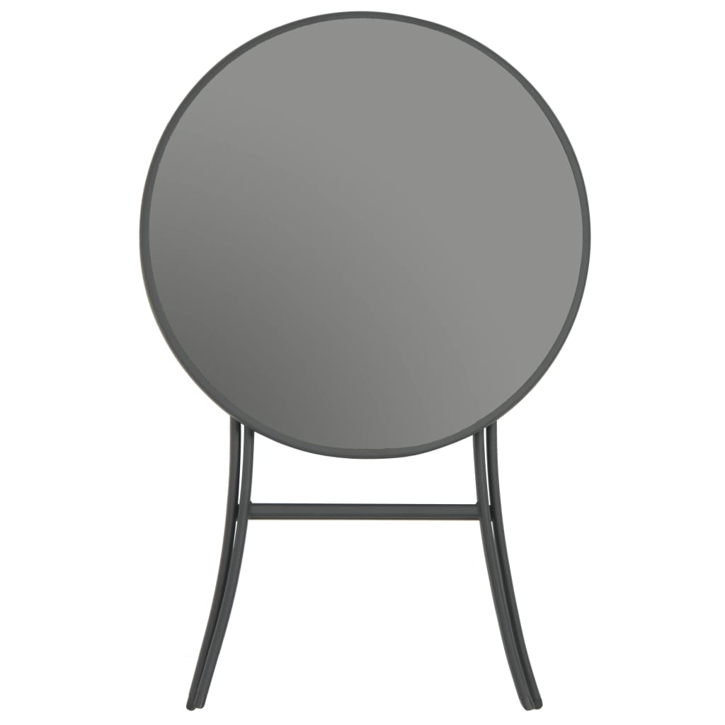 vidaXL Sulankstomas bistro stalas, pilkas, 60x70cm, stiklas ir plienas