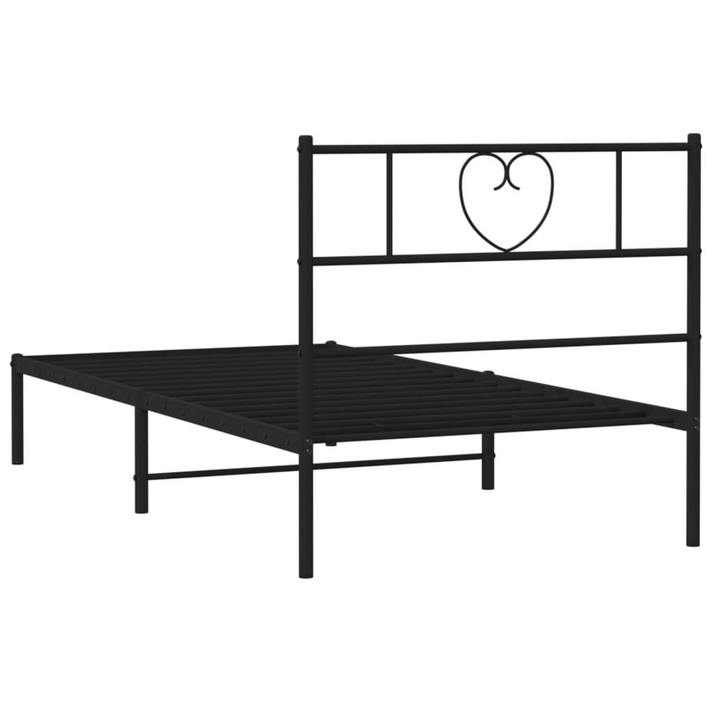 vidaXL Metalinis lovos rėmas su galvūgaliu, juodos spalvos, 100x190cm