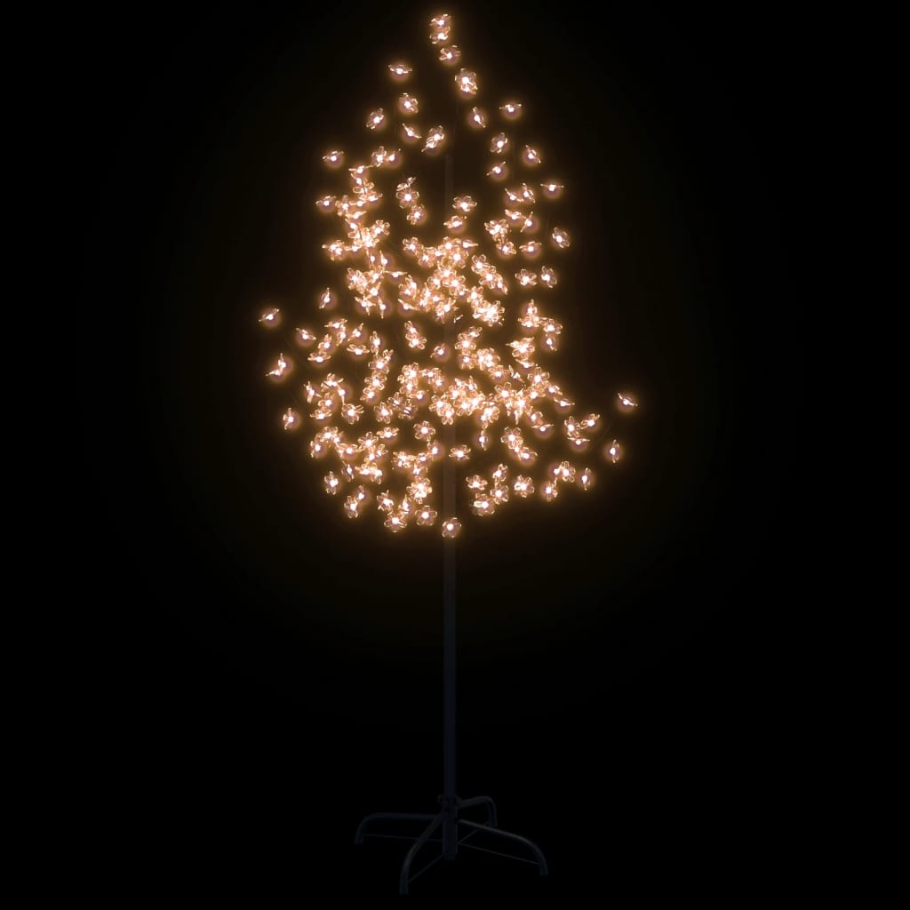 vidaXL LED medis su vyšnių žiedais, 180cm, 200 šiltų baltų LED