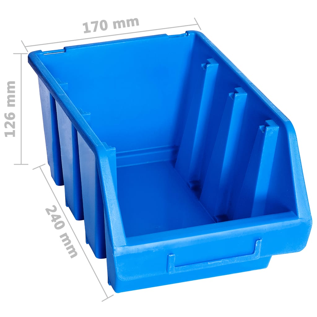 vidaXL Sudedamos sandėliavimo dėžės, 20vnt., mėlynos, plastikas