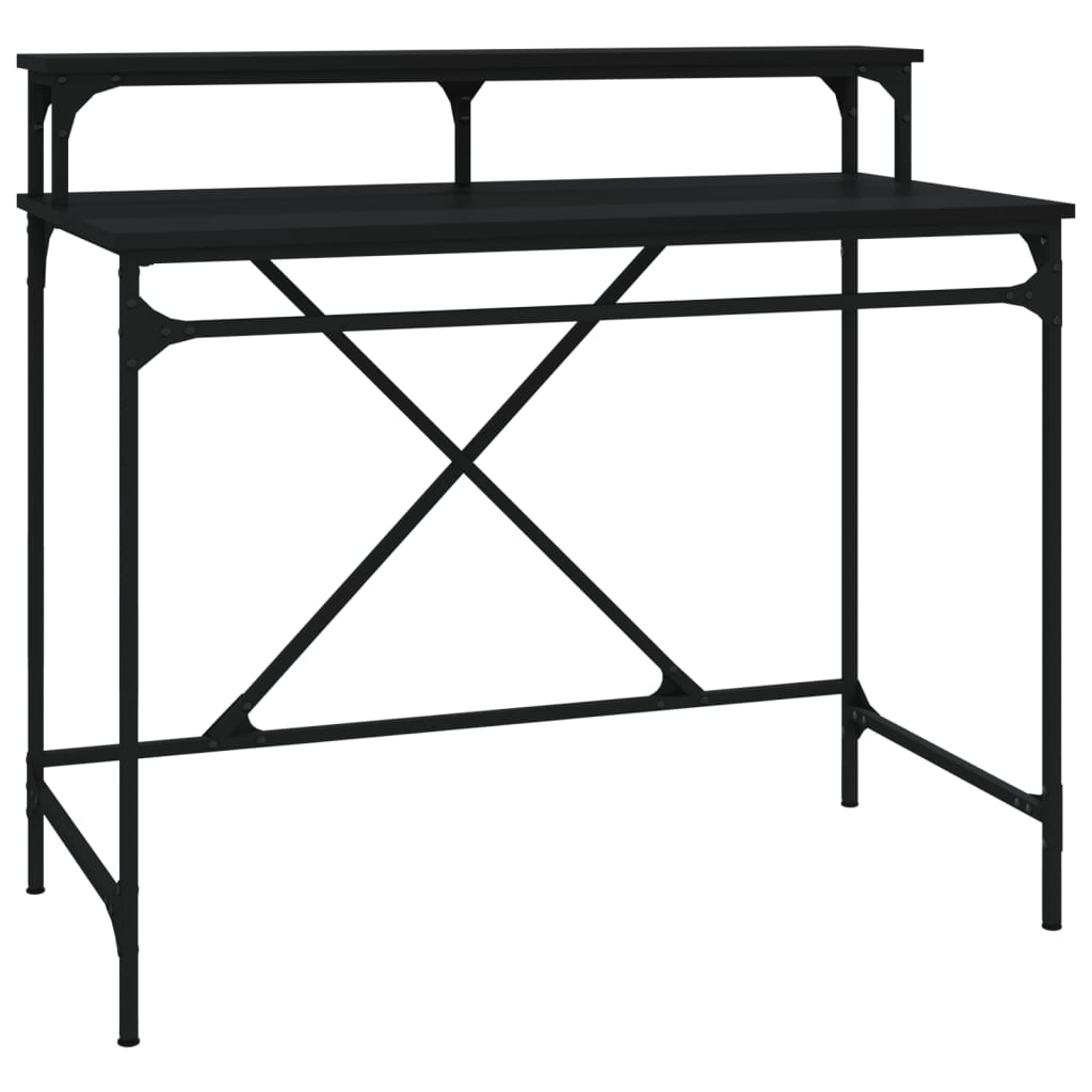 vidaXL Rašomasis stalas, juodas, 100x50x90cm, apdirbta mediena/geležis