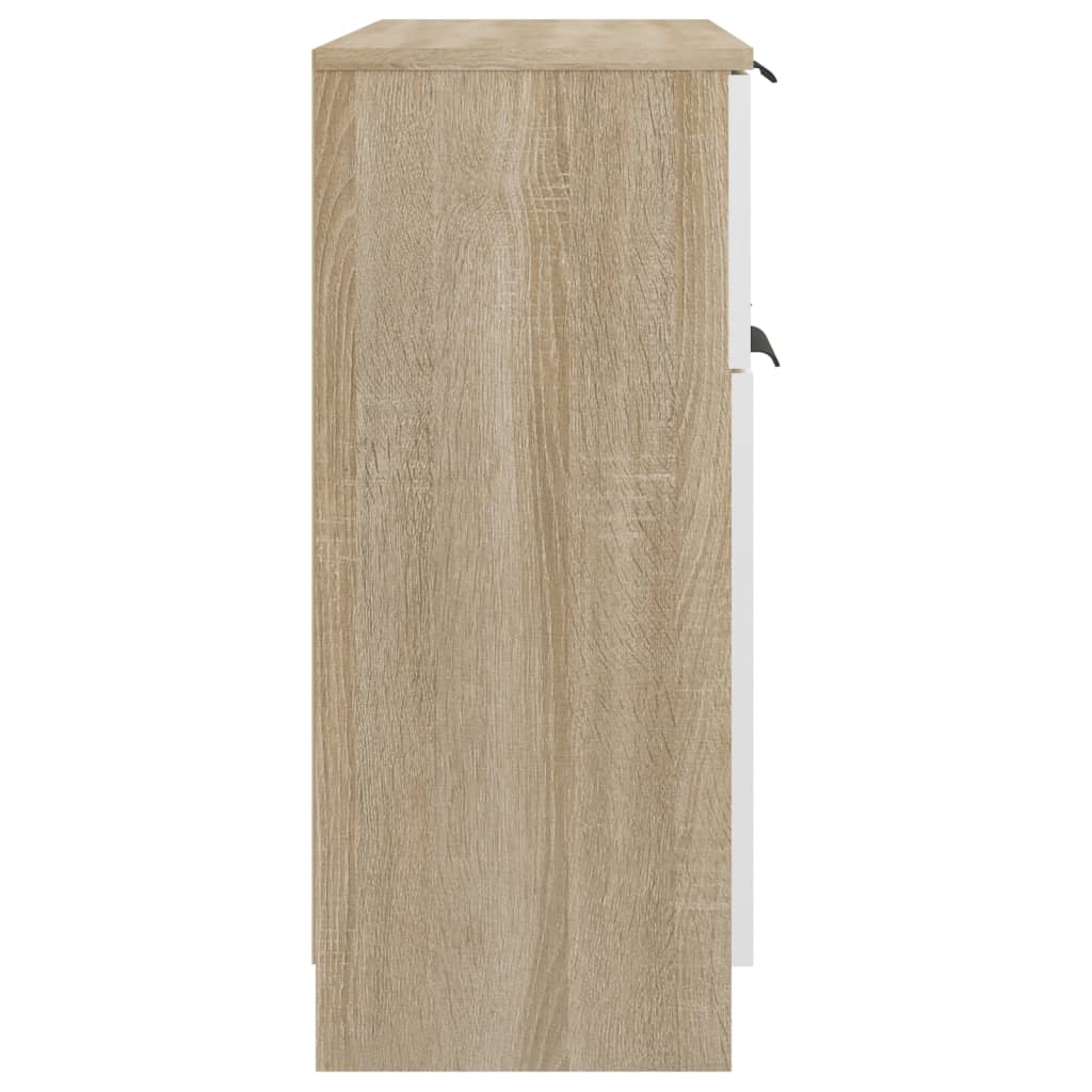 vidaXL Šoninė spintelė, balta ir ąžuolo, 60x30x70cm, apdirbta mediena