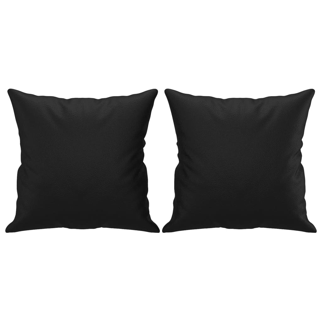 vidaXL Sofos komplektas su pagalvėmis, 3 dalių, juodas, dirbtinė oda