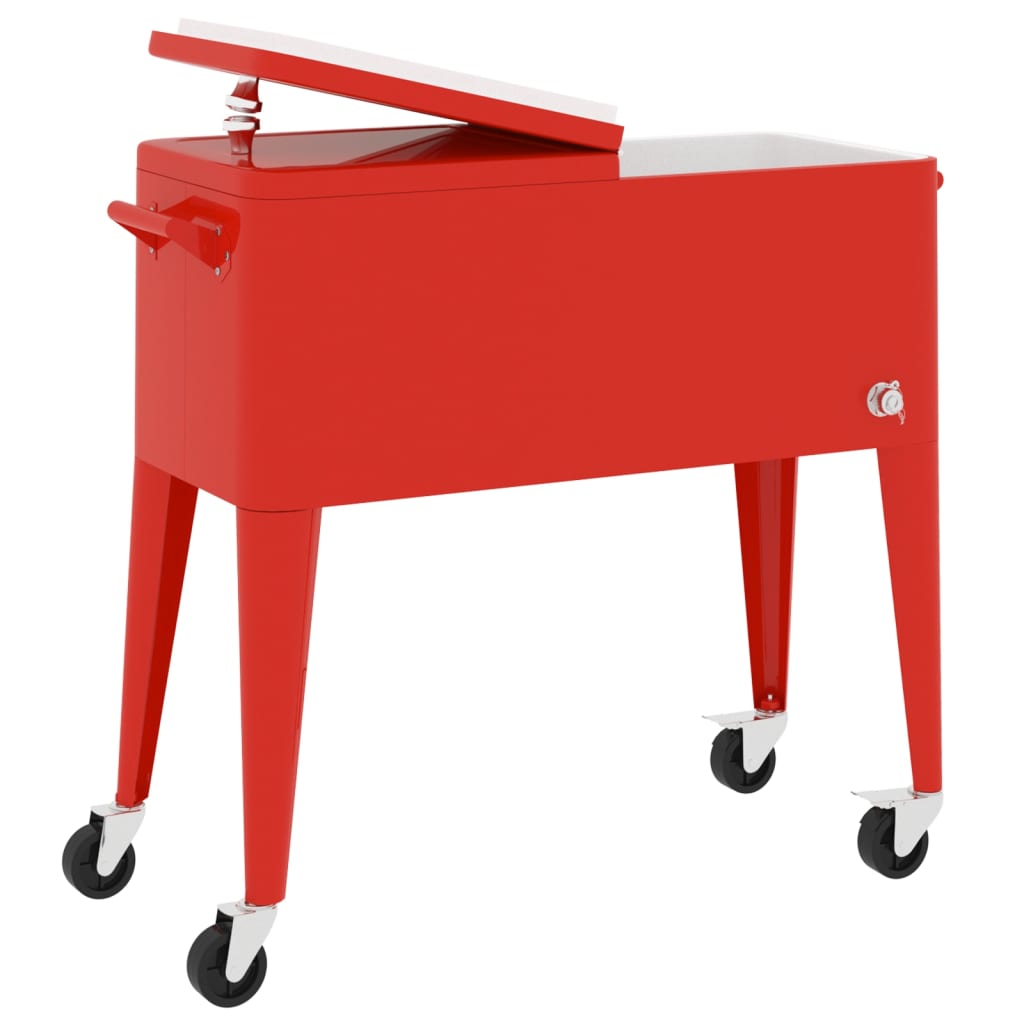 vidaXL Šaldytuvas-vežimėlis, raudonos spalvos, 92x43x89cm