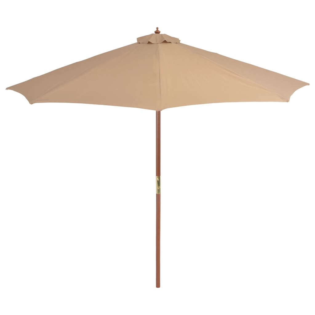 vidaXL Lauko skėtis su mediniu stulpu, 300 cm, taupe spalvos