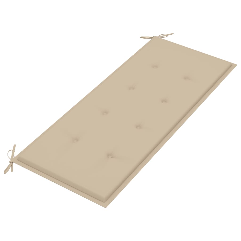 vidaXL Sodo suoliukas su smėlio spalvos pagalvėle, 120cm, tikmedis