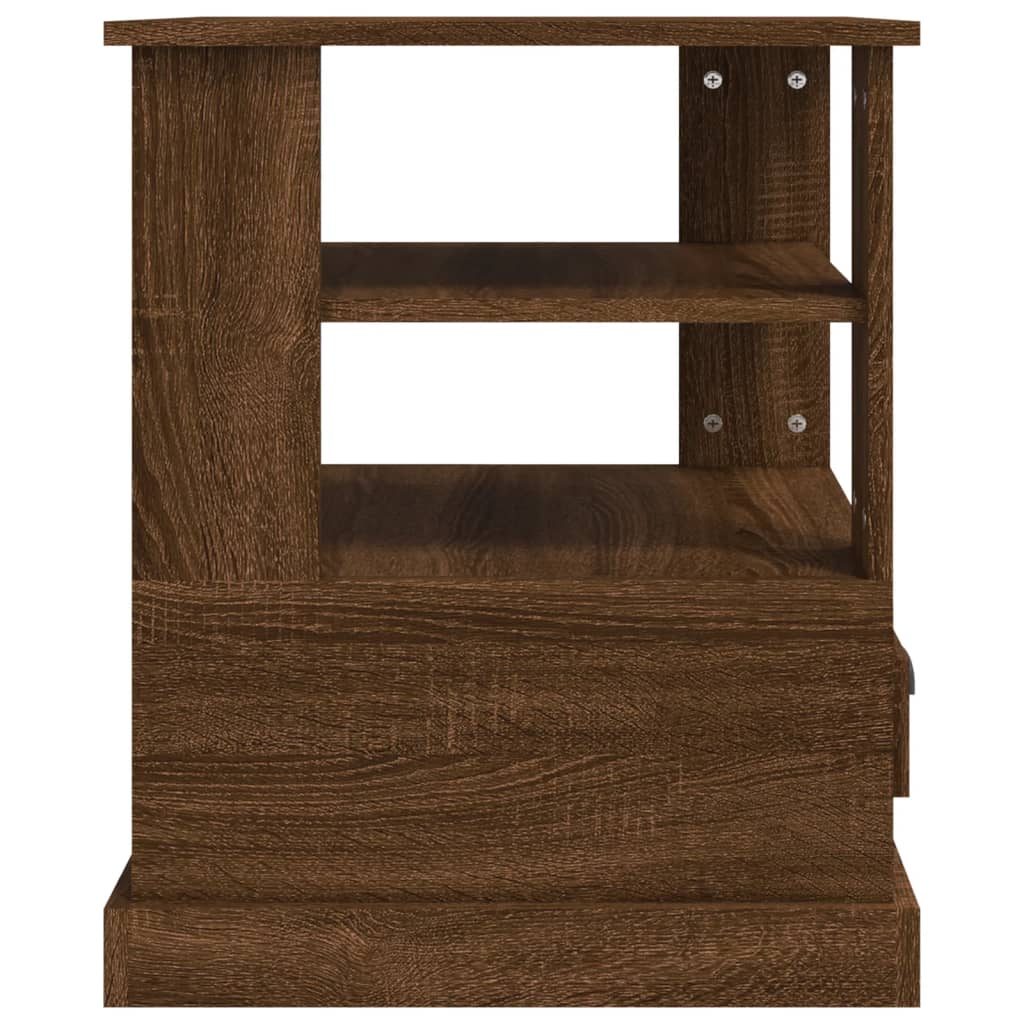 vidaXL Šoninis staliukas, rudas ąžuolo, 50x50x60cm, apdirbta mediena