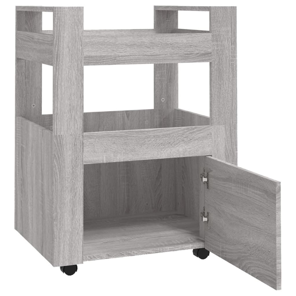 vidaXL Virtuvės vežimėlis, pilkas ąžuolo, 60x45x80cm, apdirbta mediena