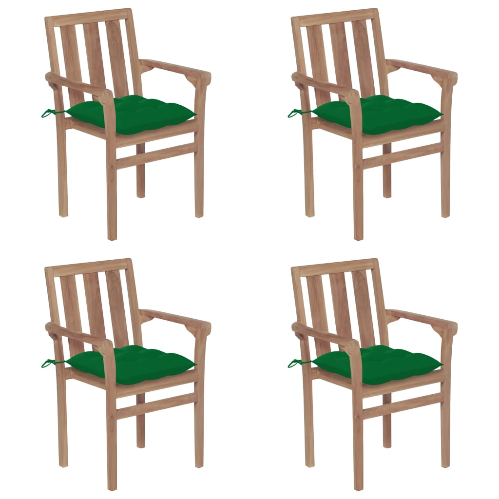 vidaXL Sukraunamos sodo kėdės su pagalvėlėmis, 4vnt., tikmedis