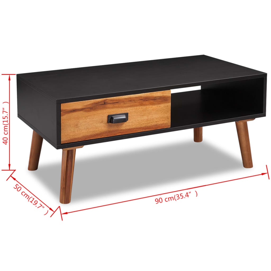 vidaXL Kavos staliukas, 90x50x40 cm, akacijos mediena