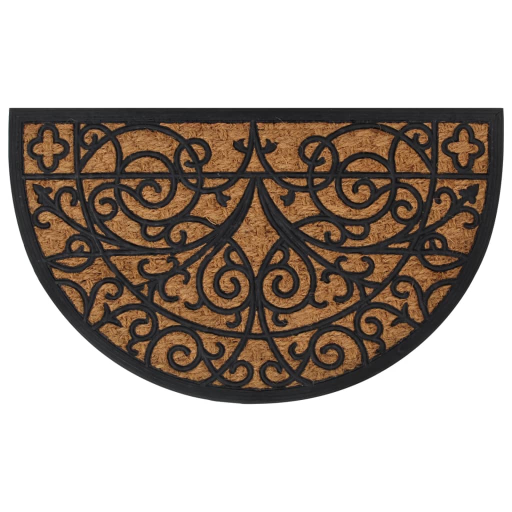 vidaXL Durų kilimėlis, 45x75cm, guma ir kokoso pluoštas, pusapvalis