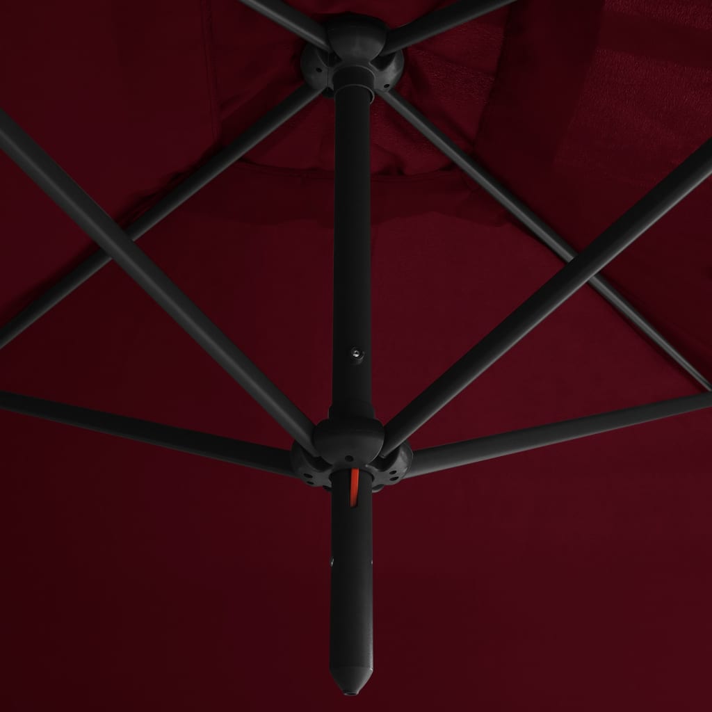 vidaXL Dvigubas skėtis su plieniniu stulpu, raudonas, 600x300cm