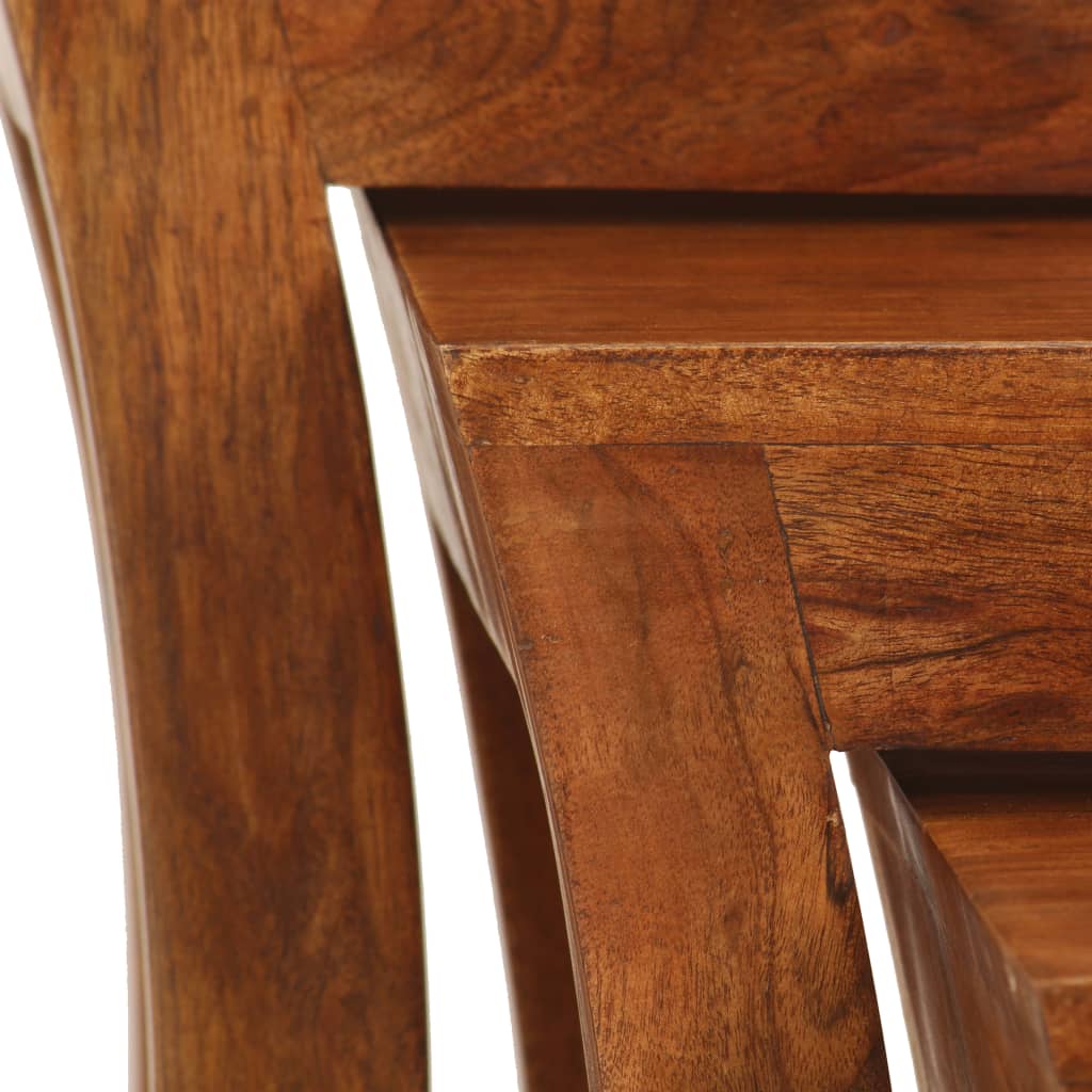 vidaXL Sustumiamų staliukų rinkinys, 3vnt., rudas, 50x35x50cm, akacija