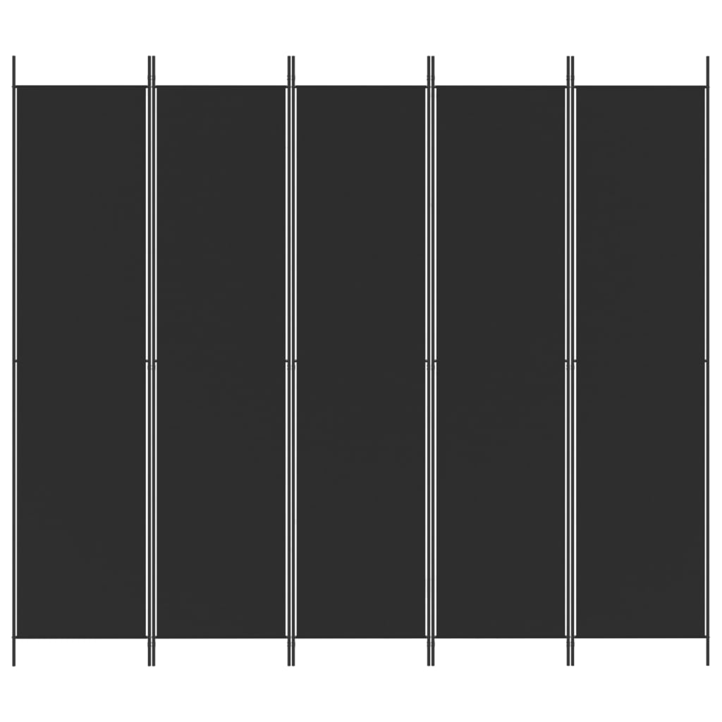 vidaXL Kambario pertvara, 5 dalių, juodos spalvos, 250x220cm, audinys