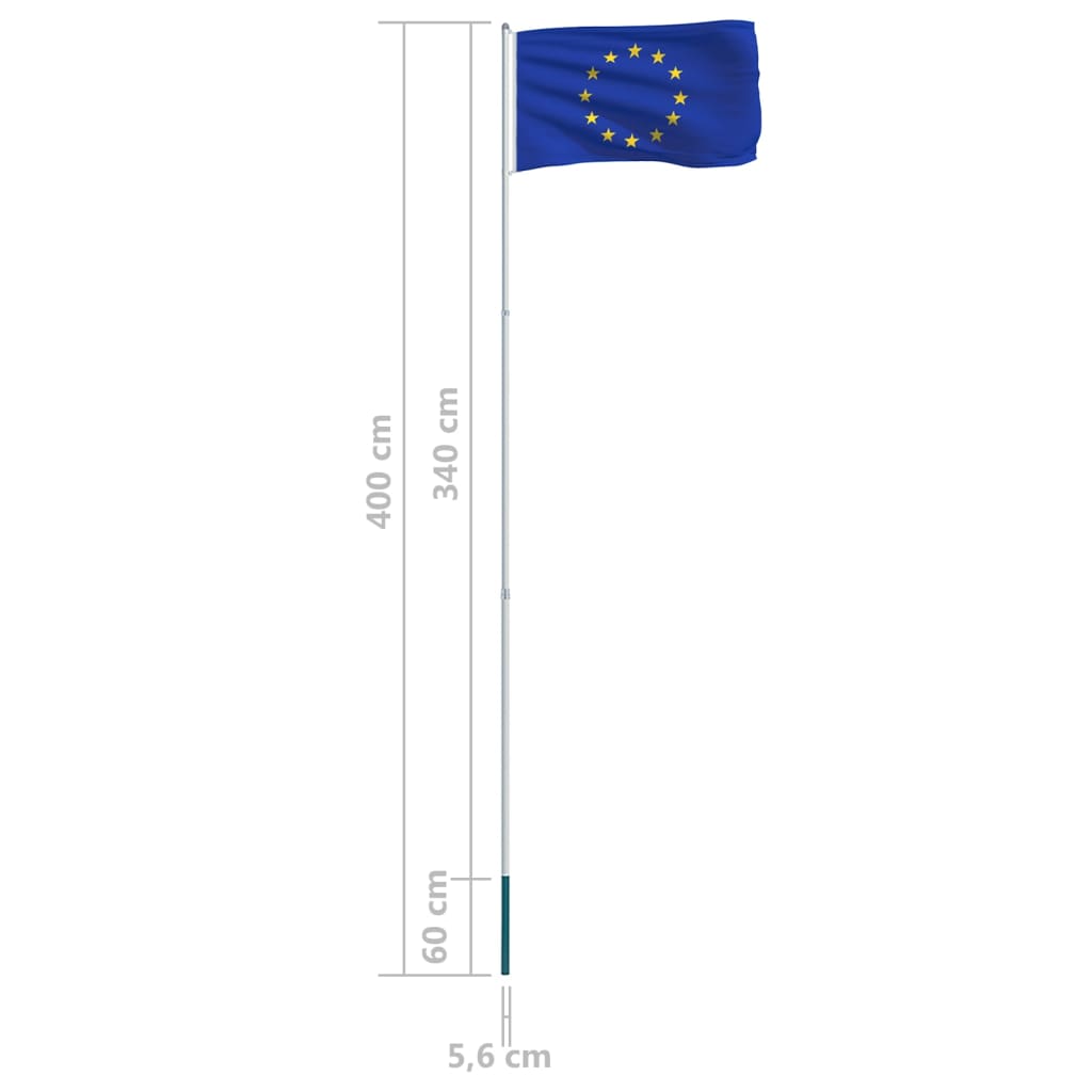 vidaXL Europos Sąjungos vėliava su stiebu, aliuminis, 4m