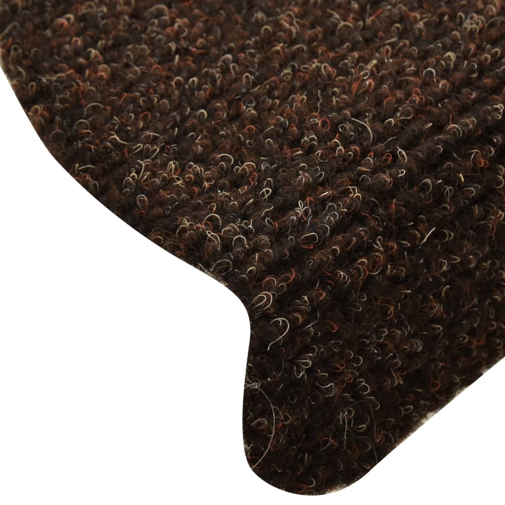 vidaXL Lipnūs laiptų kilimėliai, 15vnt., rudos spalvos, 56x17x3cm