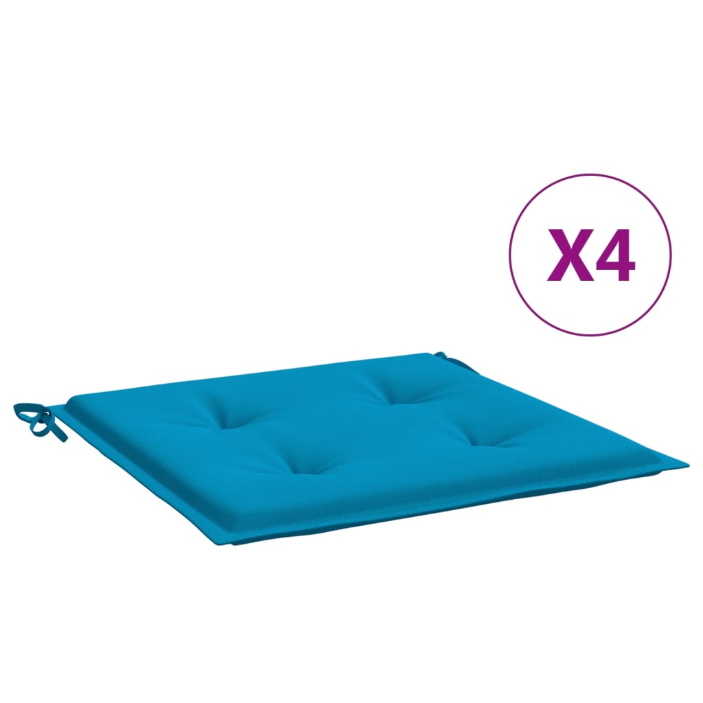 vidaXL Sodo kėdės pagalvėlės, 4vnt., mėlynos spalvos, 40x40x4 cm