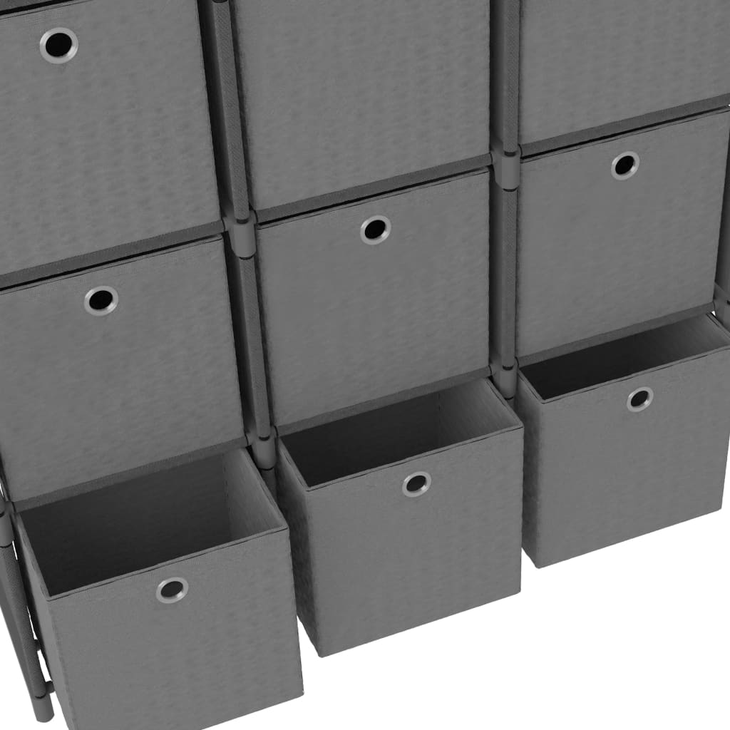 vidaXL Lentyna su 9 dėžėmis, pilkos spalvos, 103x30x107,5cm, audinys