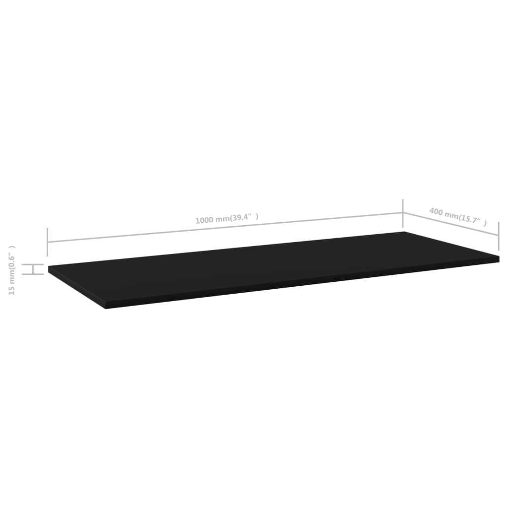 vidaXL Knygų lentynos plokštės, 4vnt., juodos, 100x40x1,5cm, MDP