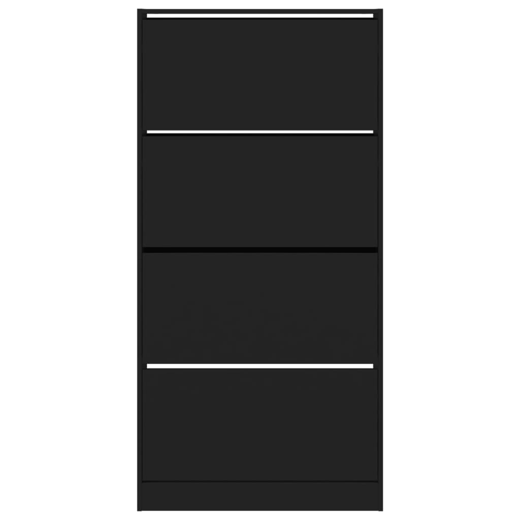 vidaXL Batų spintelė su 4 atverčiamais stalčiais, juoda, 80x21x163,5cm