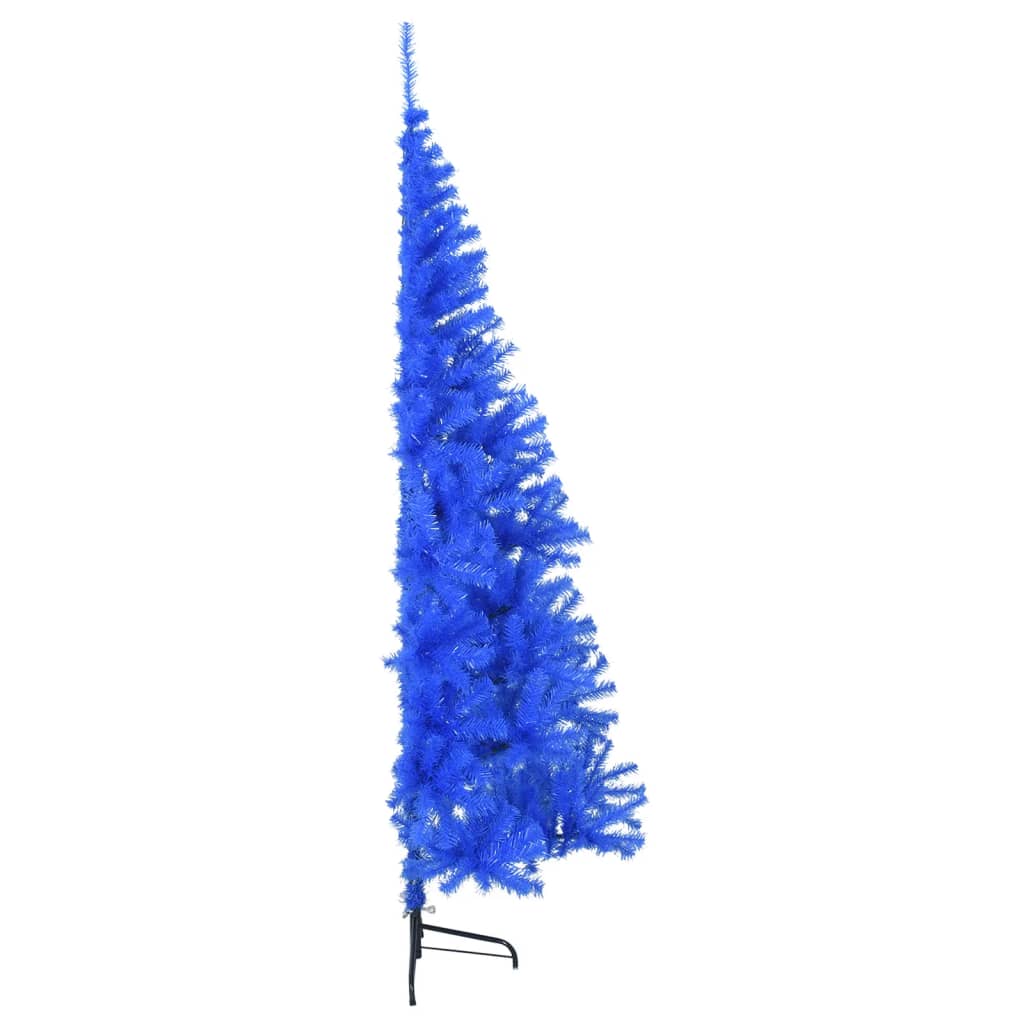vidaXL Dirbtinė pusinė Kalėdų eglutė su stovu, mėlyna, 240cm, PVC