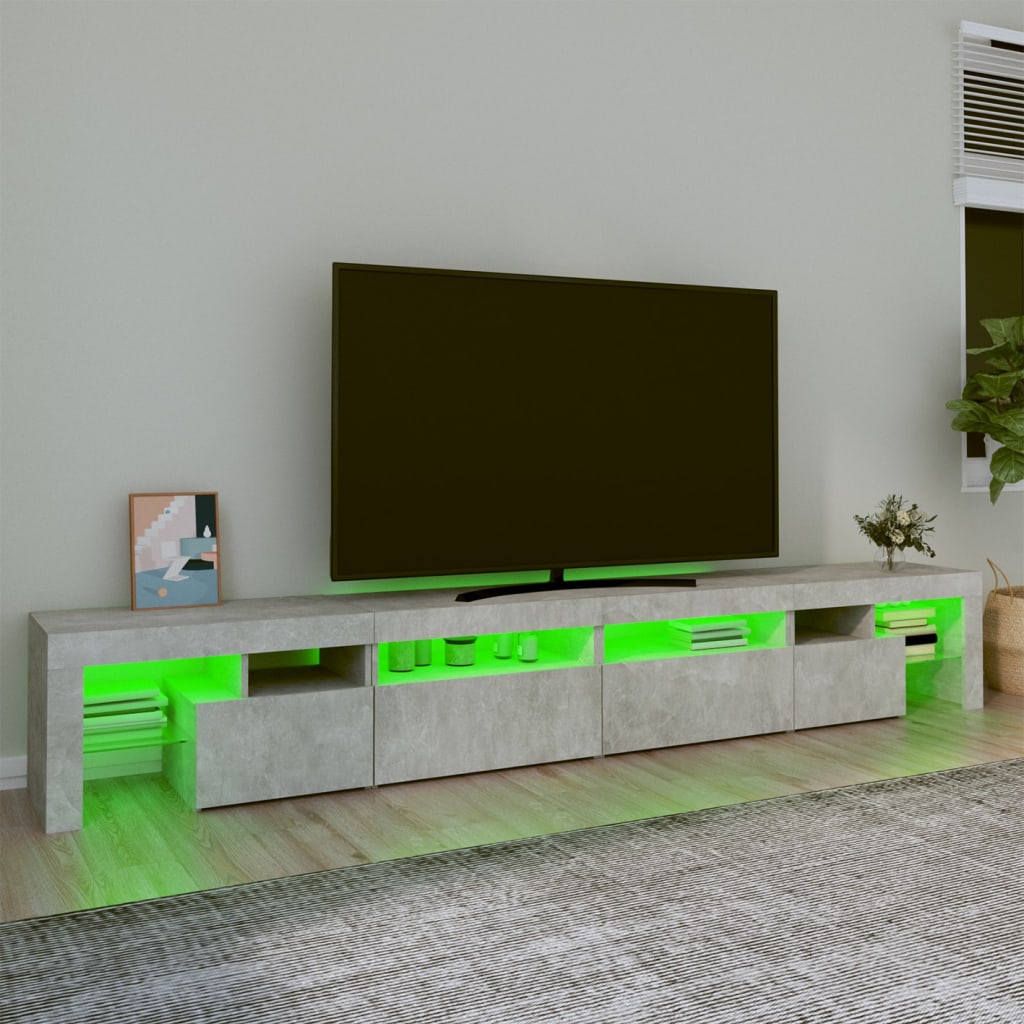 vidaXL TV spintelė su LED apšvietimu, betono pilka, 260x36,5x40cm